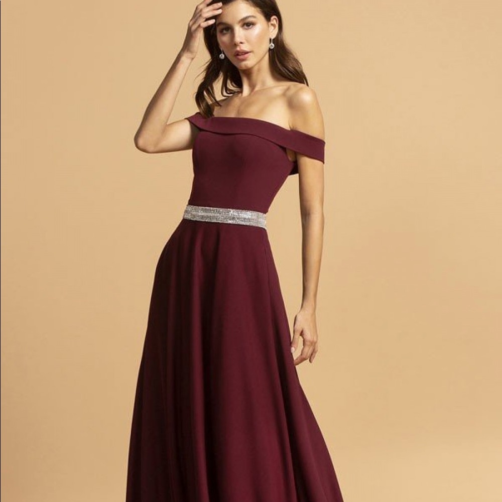 Avia Bridal Burgundy A-line Gown - Cap Sleeves